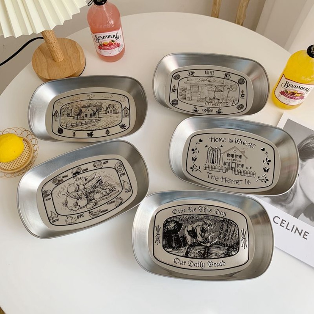 Food And Snacks For Picnic - 2 SZT. Vintage Amerykańska Blaszana Taca
