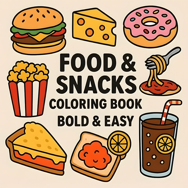 Food Snacks Drawing - Gruba książka do kolorowania o tematyce